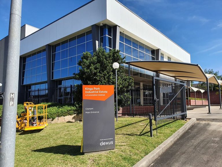 Colourise Painting project at Kings Park Industrial Estate showing a modern commercial and industrial building exterior in Sydney, reflecting comprehensive residential, commercial and industrial painting services.